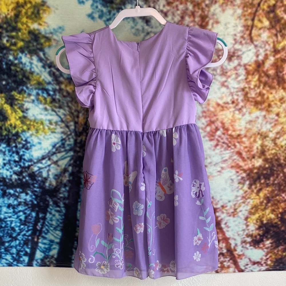 Charming Lavender Kids Dress with Cat Embroidery - Picture 6 of 9